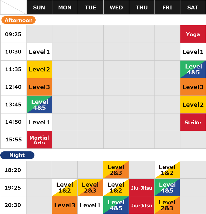 Nagoya Studio Class Schedule