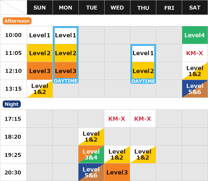 Shibuya studio Time Table